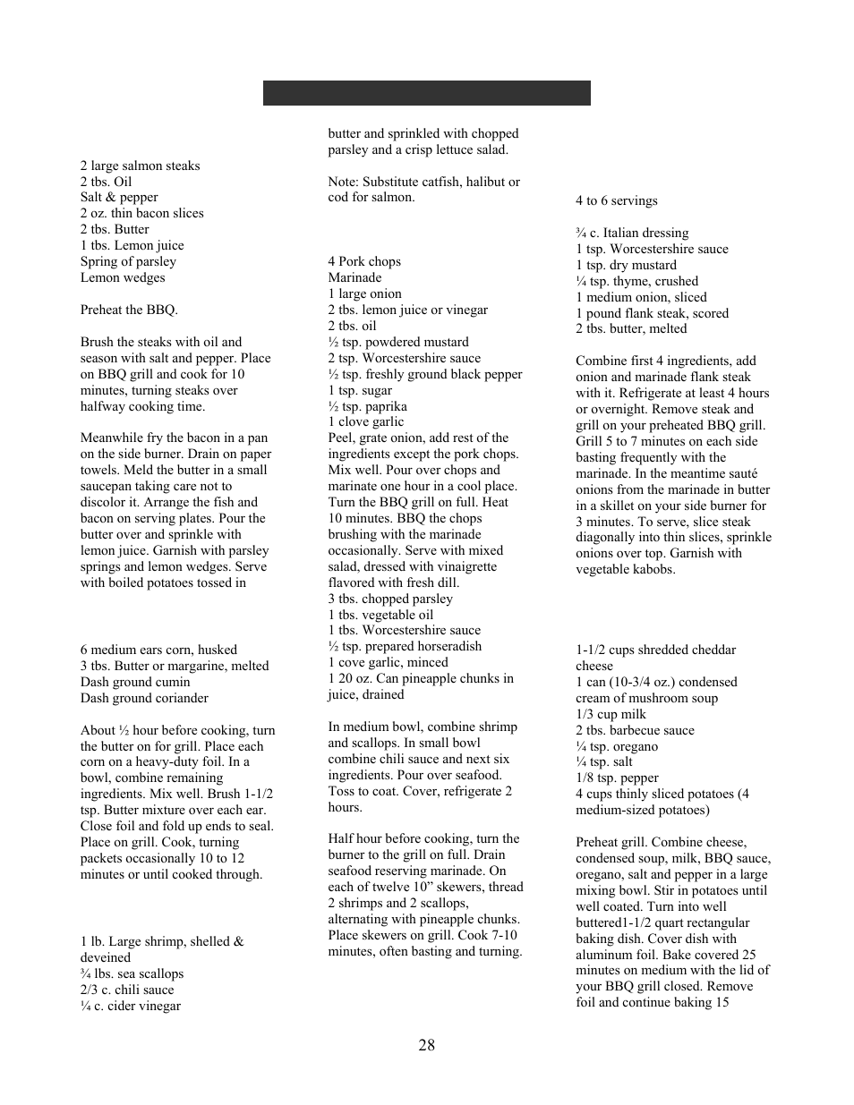 Grill recipe suggestions | Nexgrill 720-0230 User Manual | Page 30 / 33