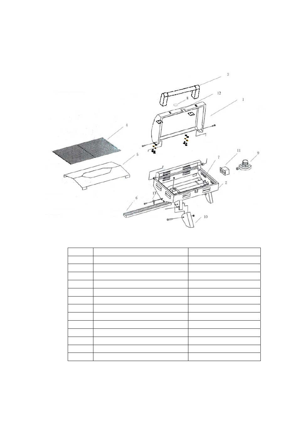 Illustrated parts breakdown | Nexgrill 720-0001-R User Manual | Page 13 / 15