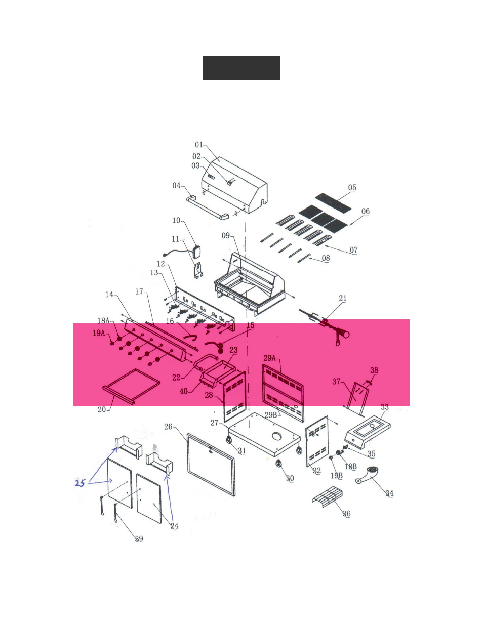Part list, Illustrated parts breakdown | Nexgrill 720-0025 LP User Manual | Page 18 / 26