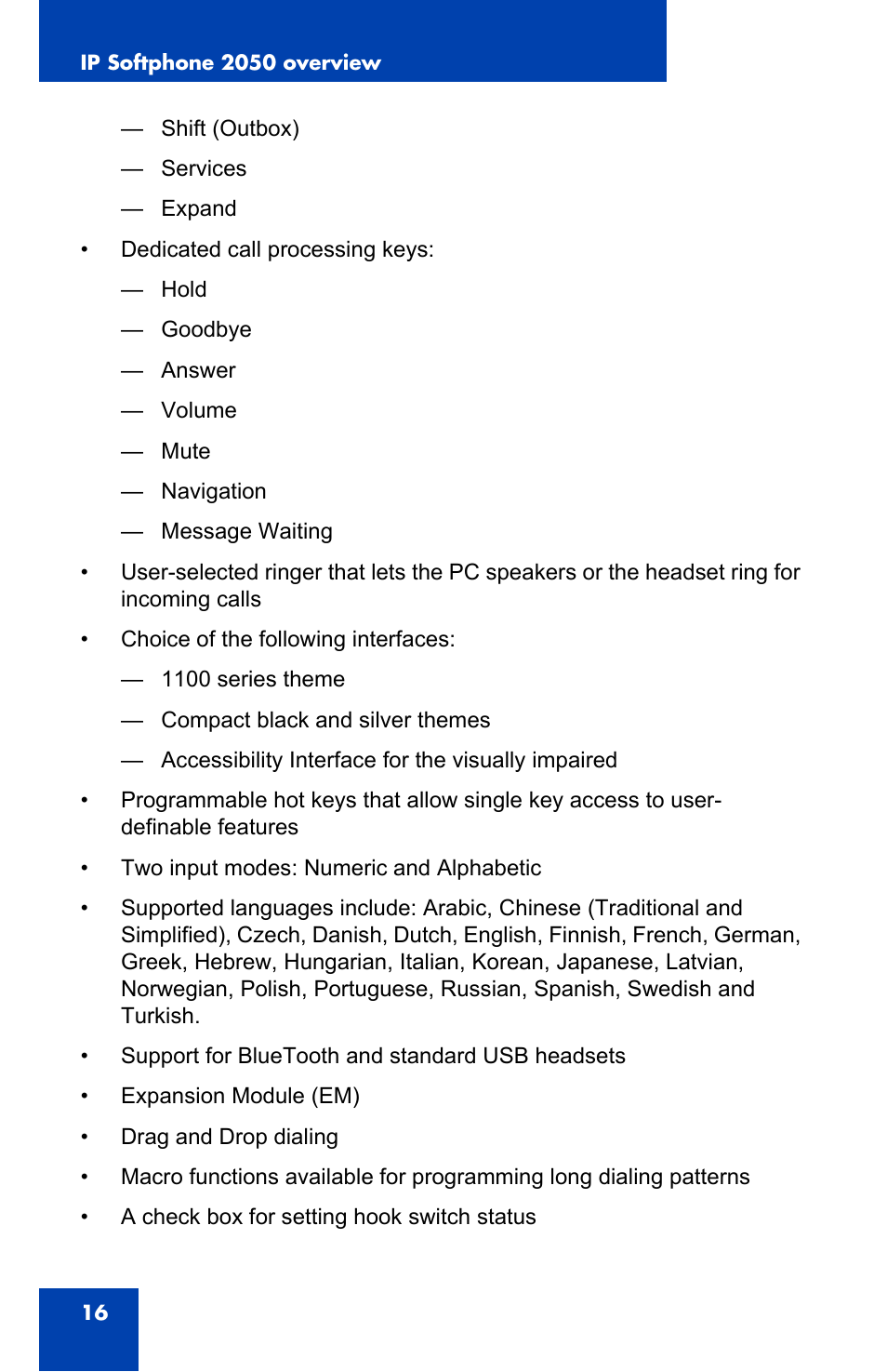 Nortel Networks i2050 User Manual | Page 16 / 56