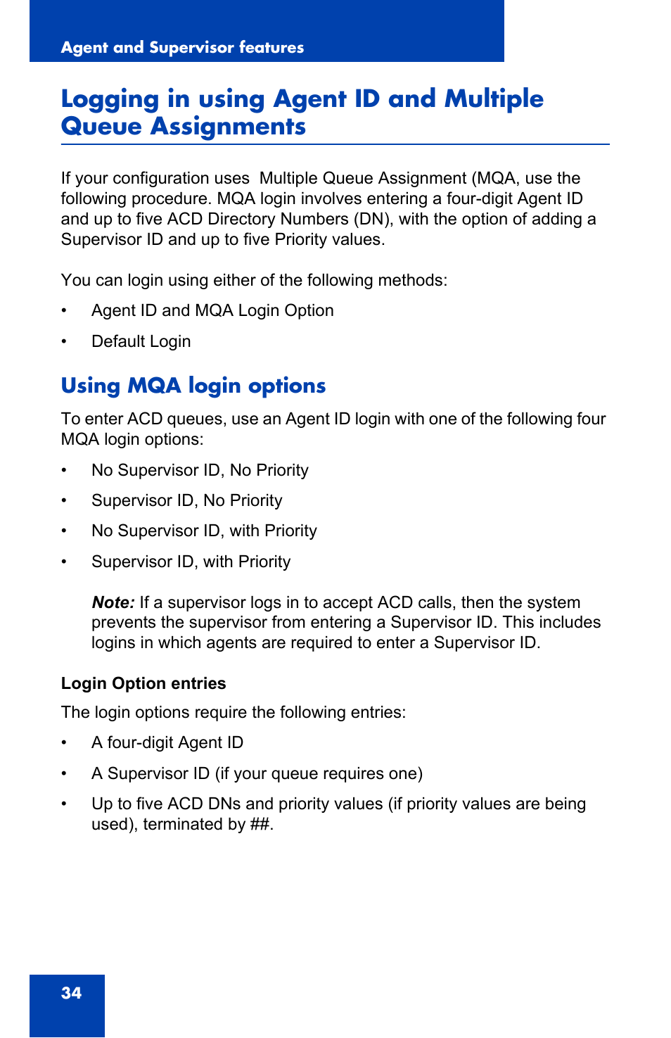 Using mqa login options | Nortel Networks i2050 User Manual | Page 34 / 56