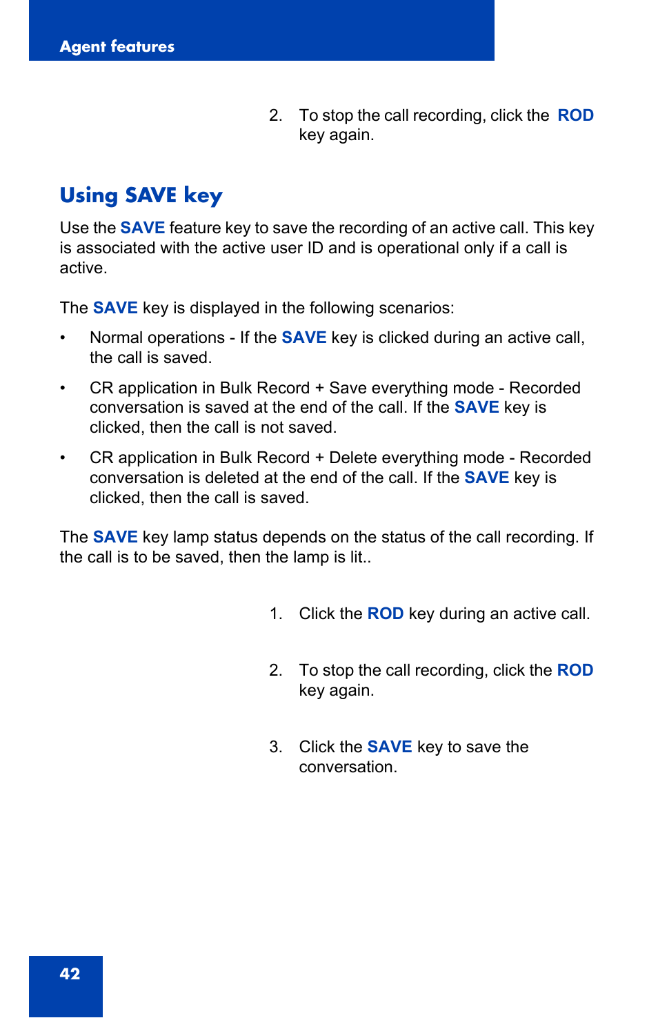 Using save key | Nortel Networks i2050 User Manual | Page 42 / 56