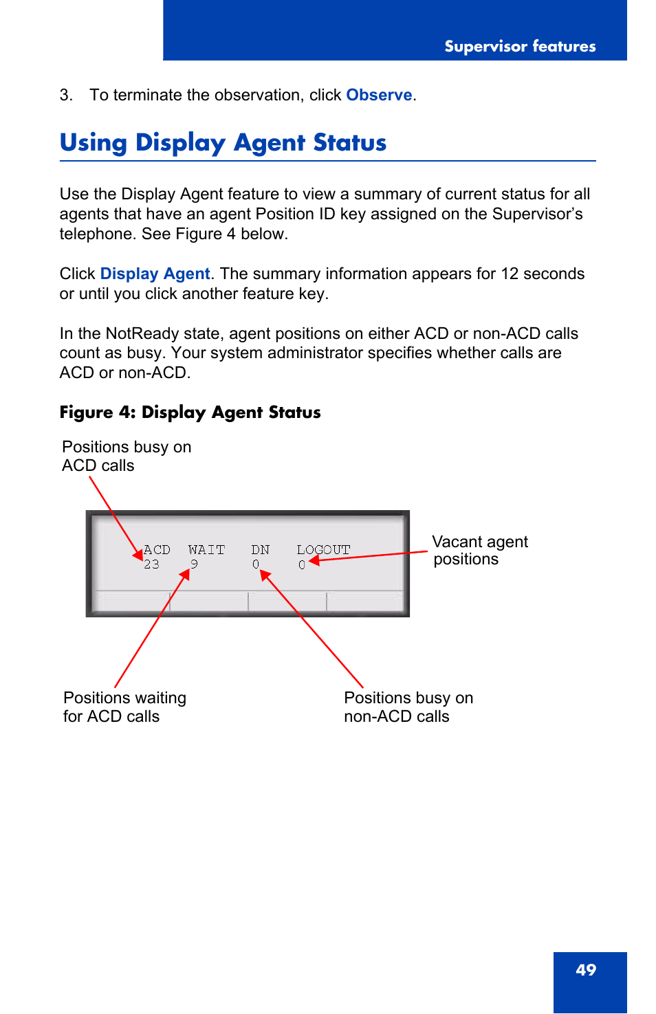 Using display agent status | Nortel Networks i2050 User Manual | Page 49 / 56