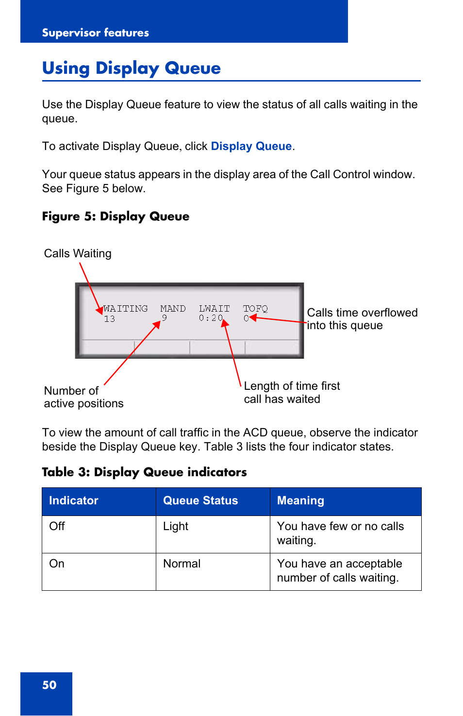 Using display queue | Nortel Networks i2050 User Manual | Page 50 / 56