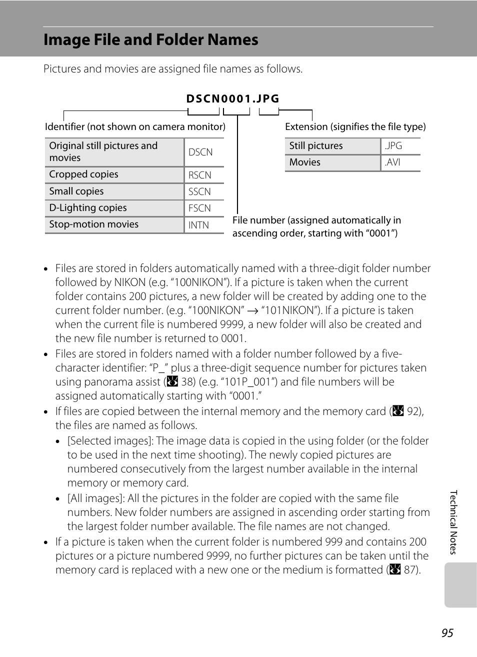 Image file and folder names, A 95), A 95). t | A 95) from | Nikon L14 User Manual | Page 107 / 128