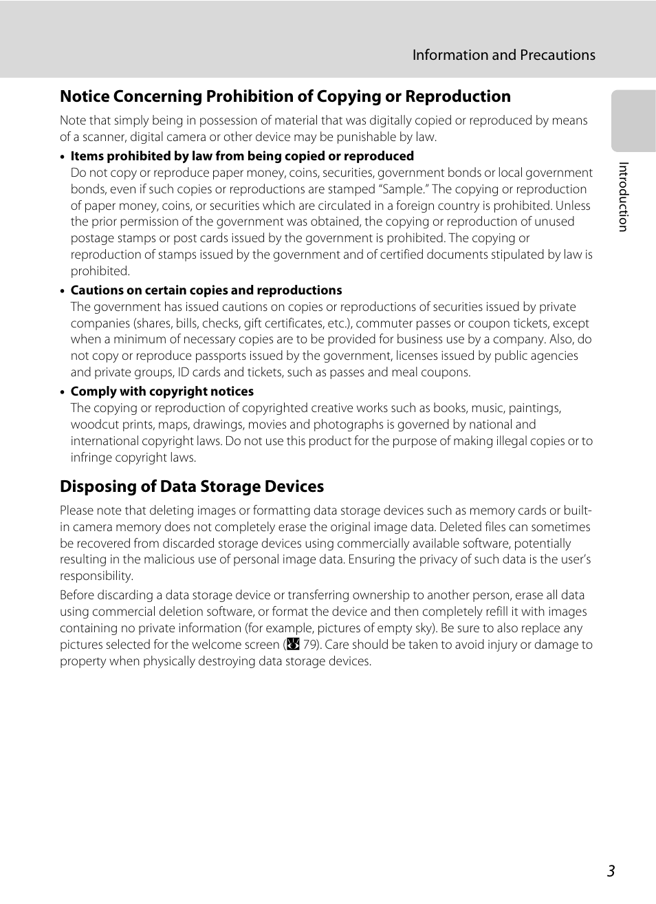 Disposing of data storage devices | Nikon L14 User Manual | Page 15 / 128
