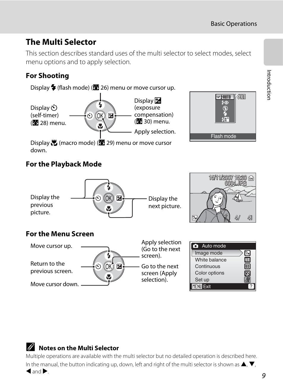 The multi selector | Nikon L14 User Manual | Page 21 / 128