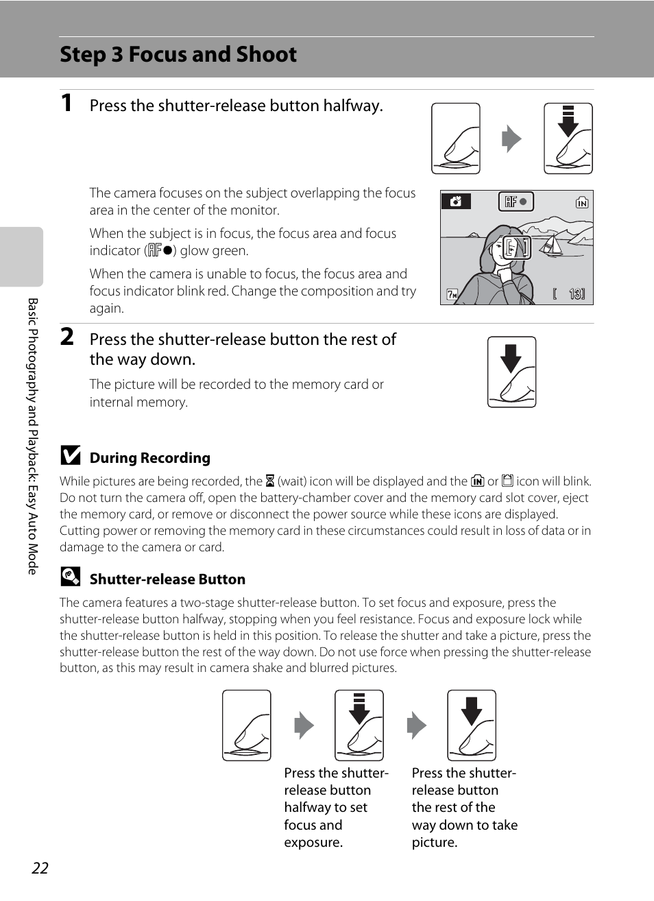 Step 3 focus and shoot | Nikon L14 User Manual | Page 34 / 128