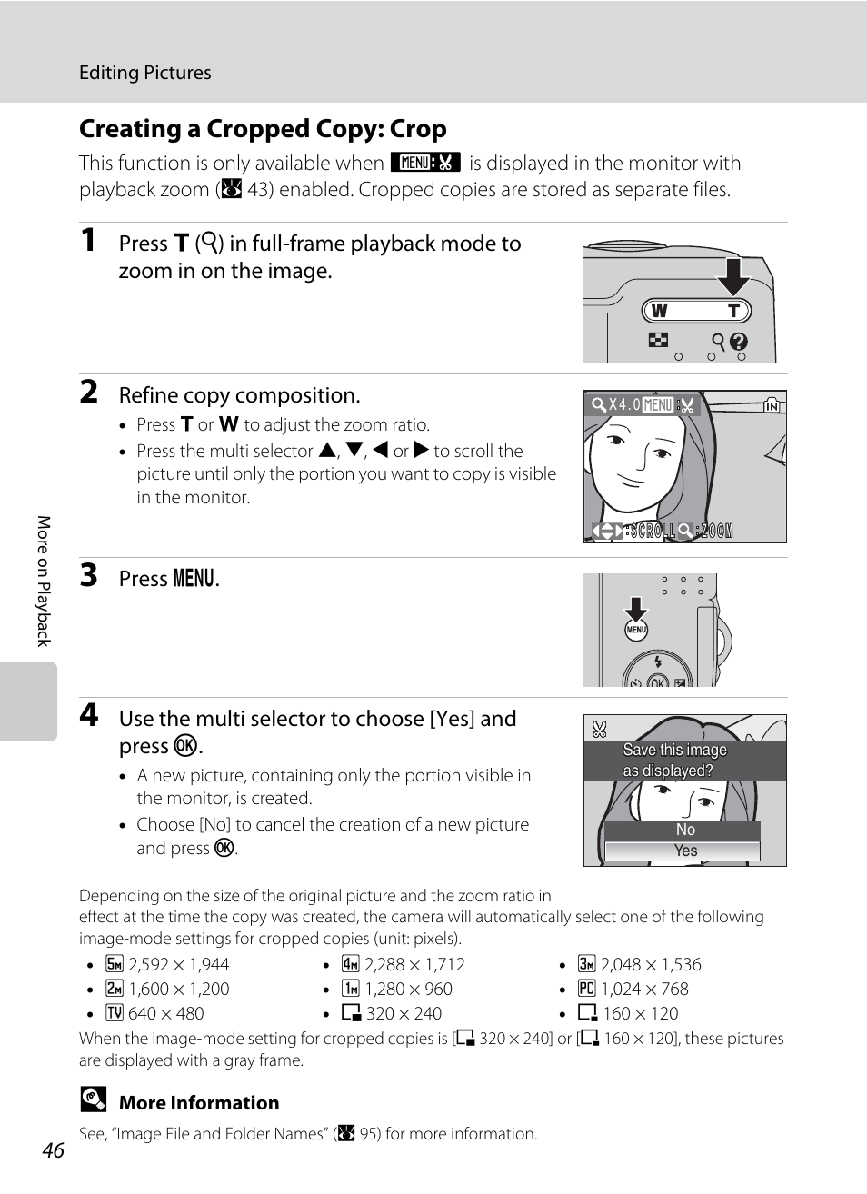 Creating a cropped copy: crop | Nikon L14 User Manual | Page 58 / 128