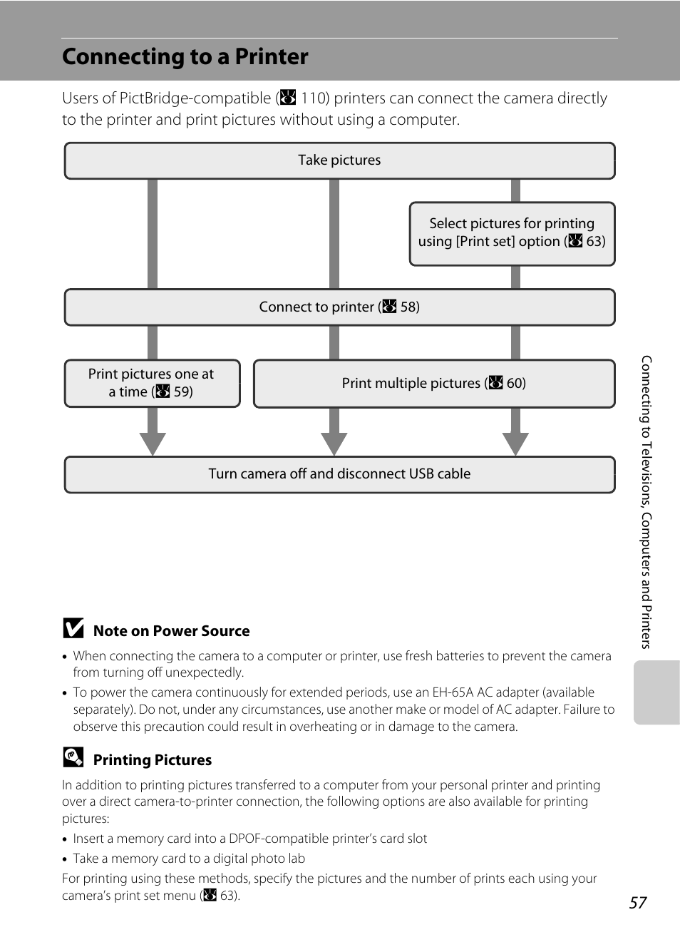 Connecting to a printer | Nikon L14 User Manual | Page 69 / 128