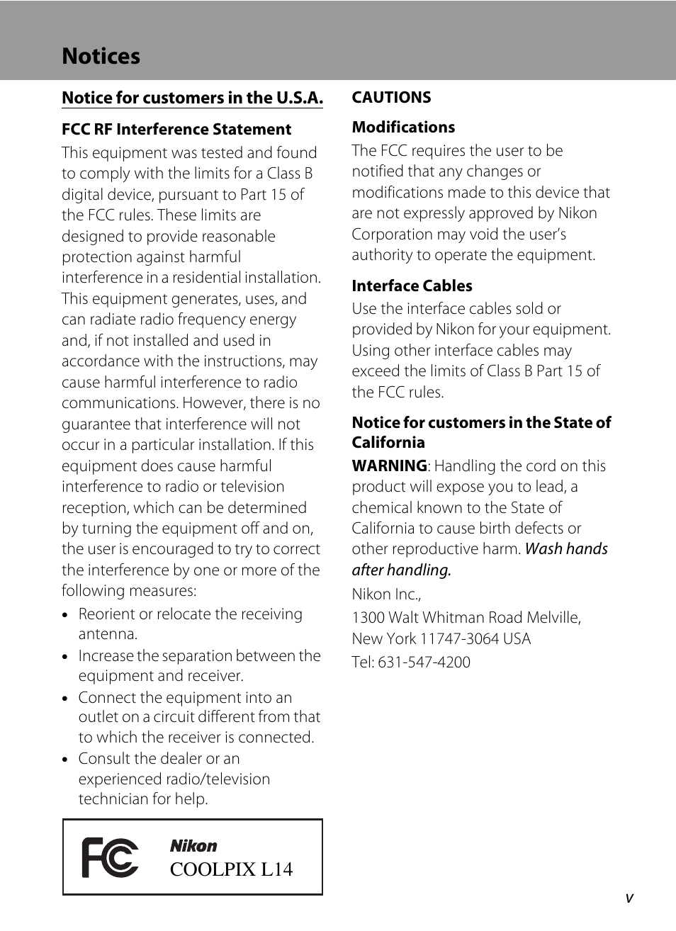Notices, Coolpix l14 | Nikon L14 User Manual | Page 7 / 128