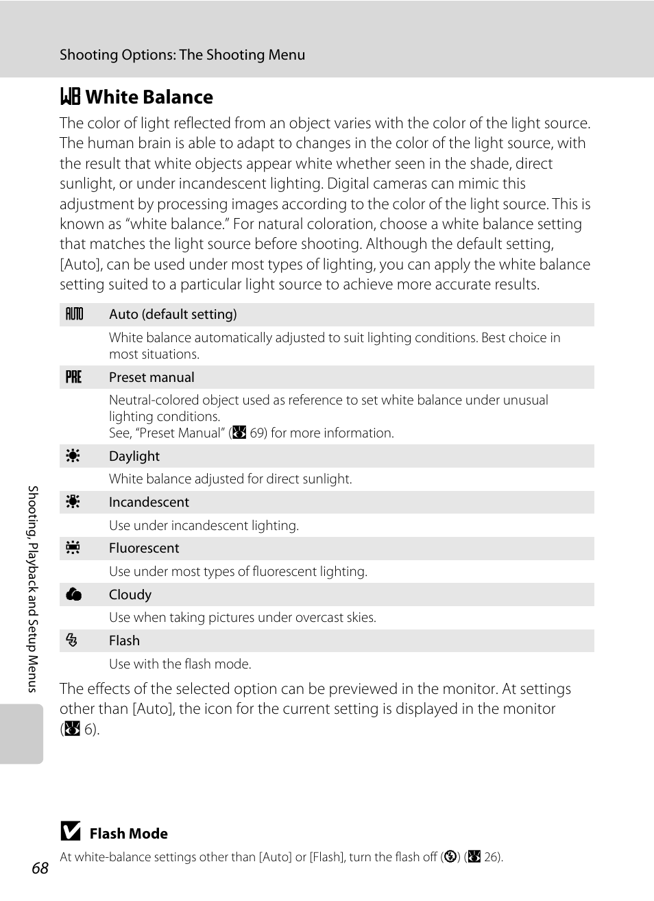 White balance, B white balance, A 68 | Nikon L14 User Manual | Page 80 / 128