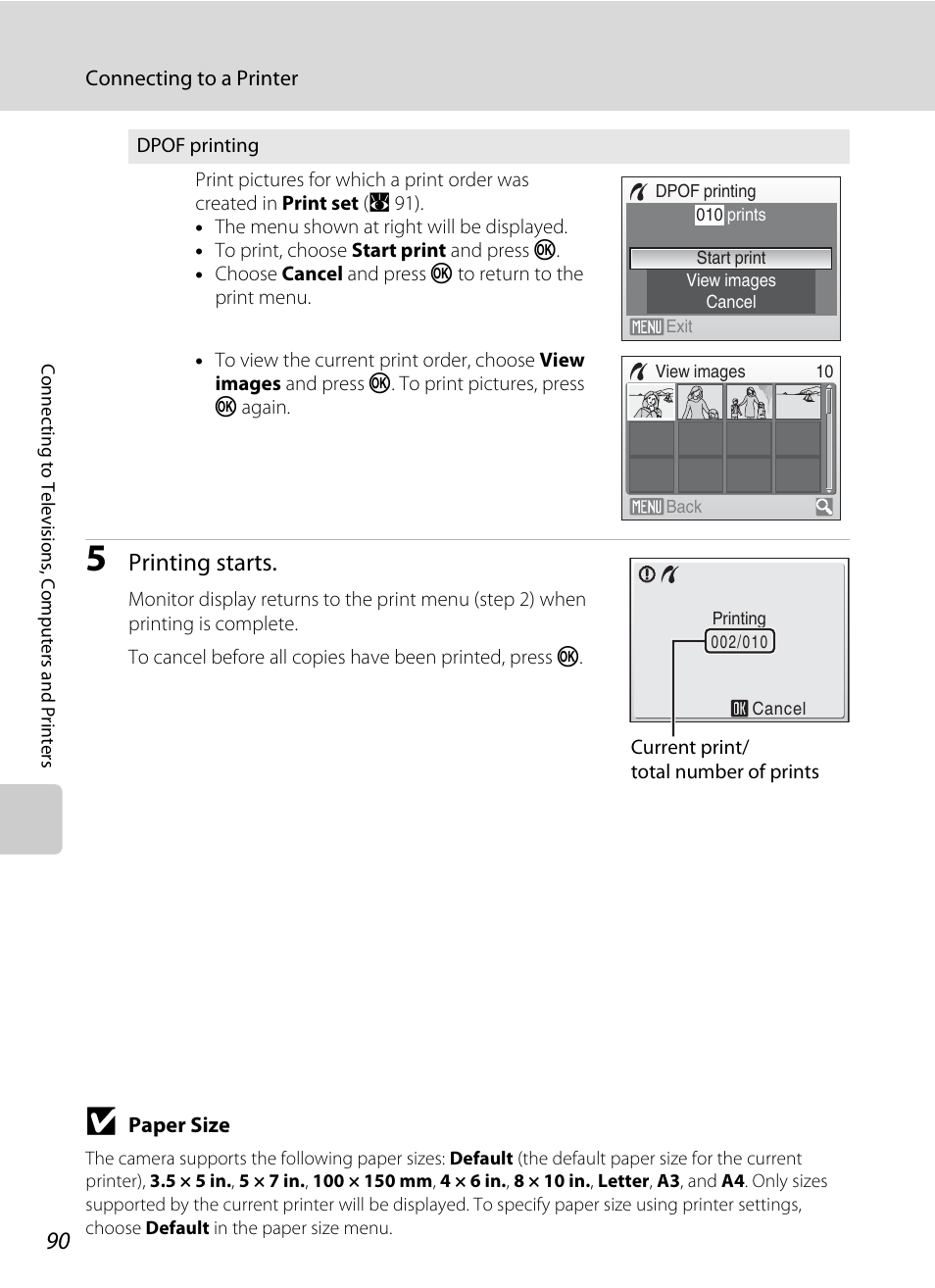 Printing starts | Nikon S560 User Manual | Page 104 / 172