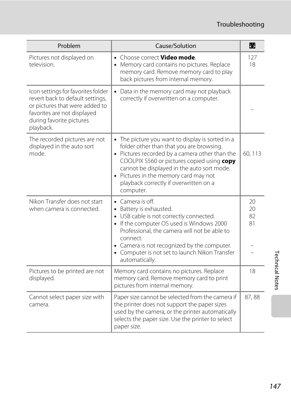 Nikon S560 User Manual | Page 161 / 172