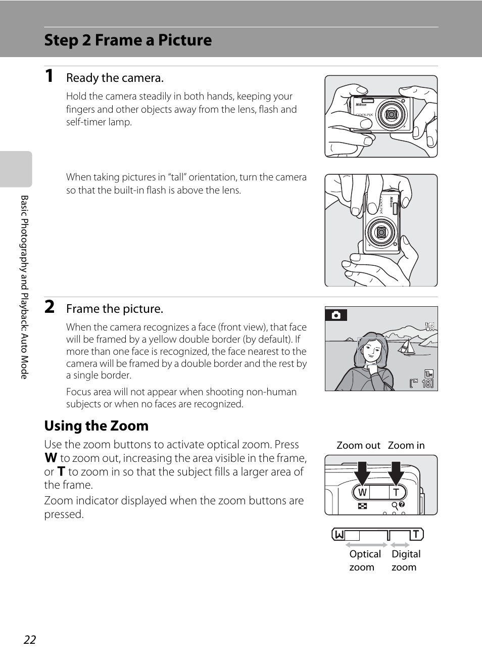 Step 2 frame a picture, Using the zoom | Nikon S560 User Manual | Page 36 / 172