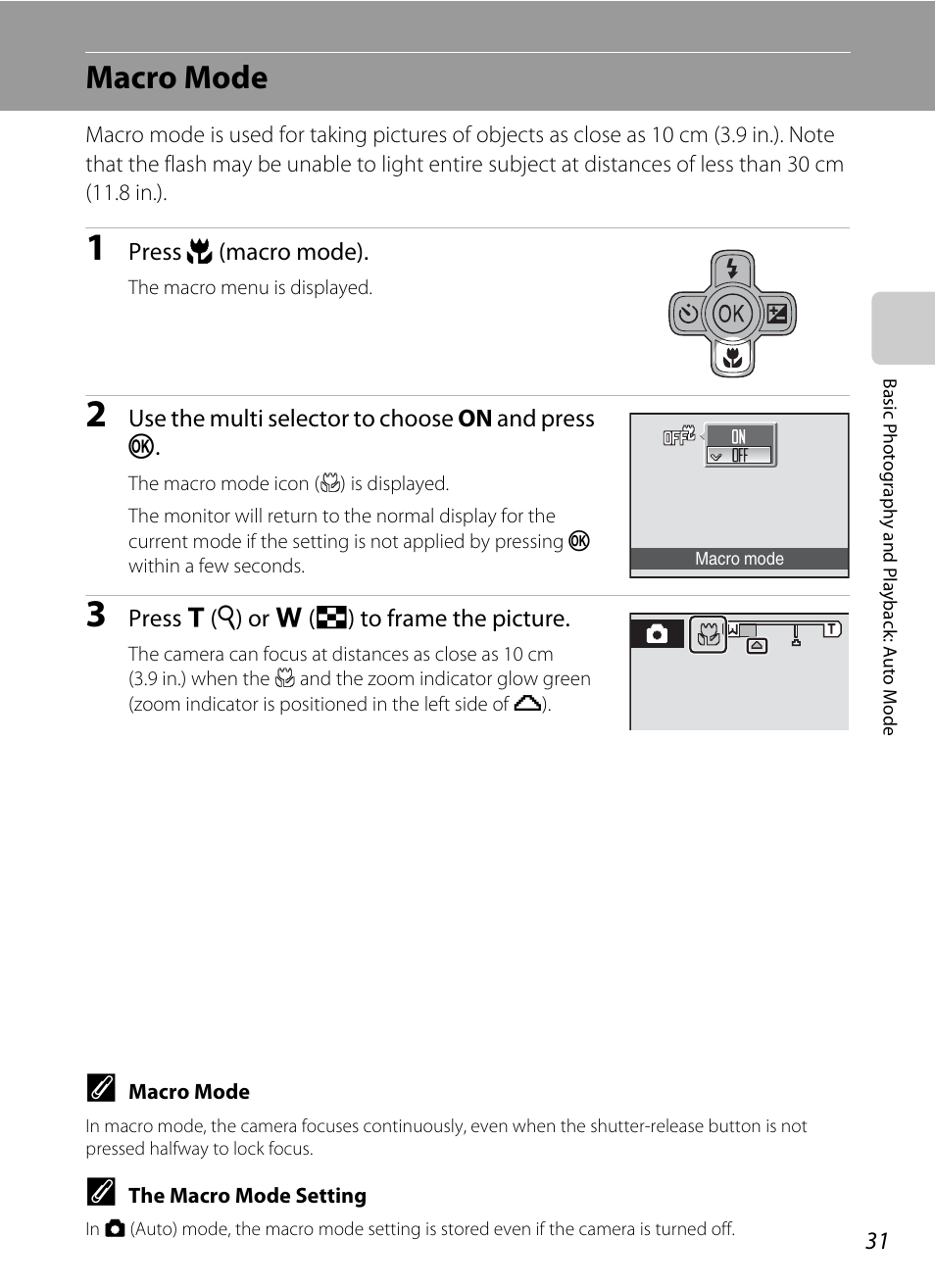 Macro mode, A 31) m, A 31) an | Nikon S560 User Manual | Page 45 / 172