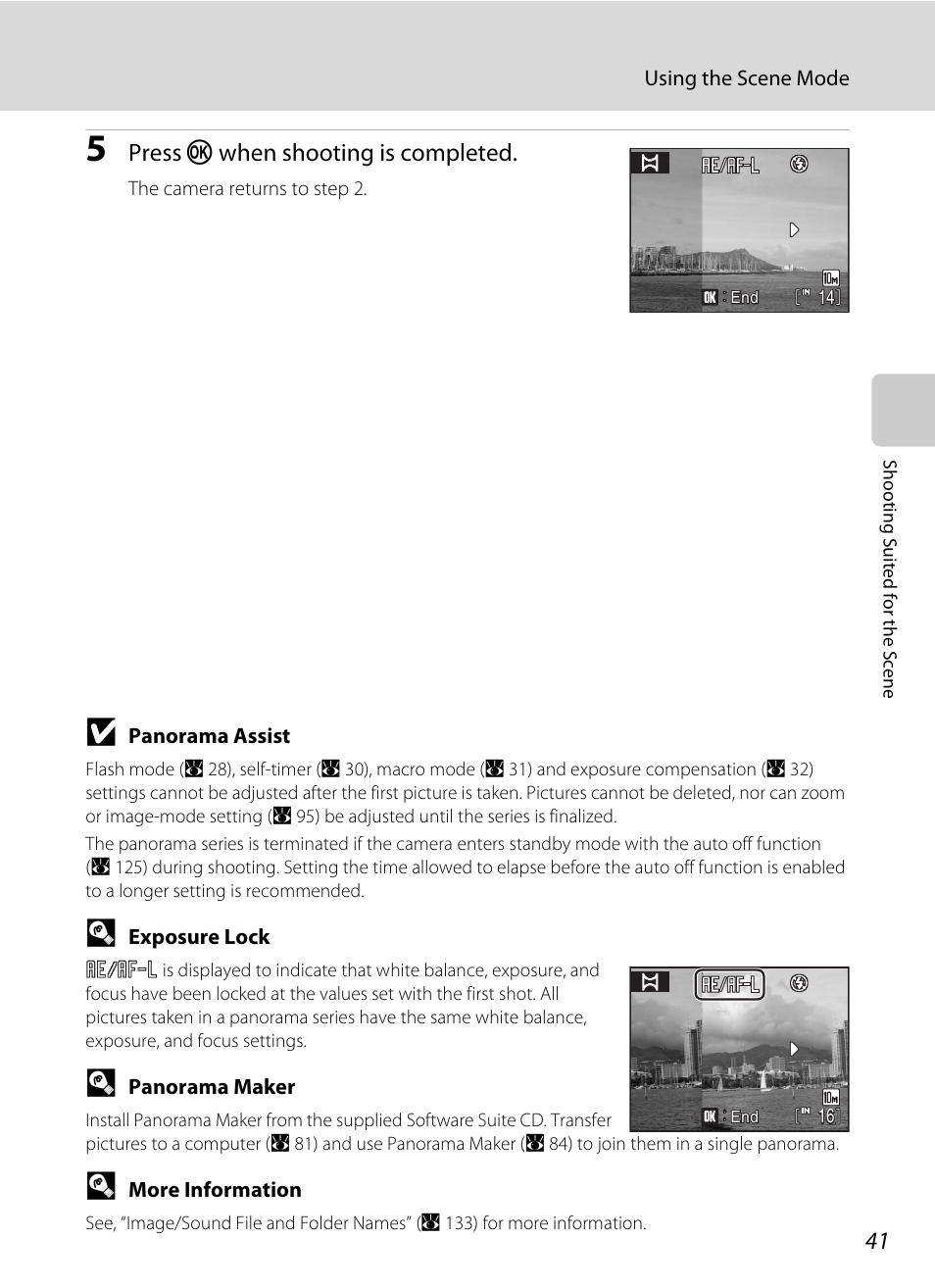 Press k when shooting is completed | Nikon S560 User Manual | Page 55 / 172
