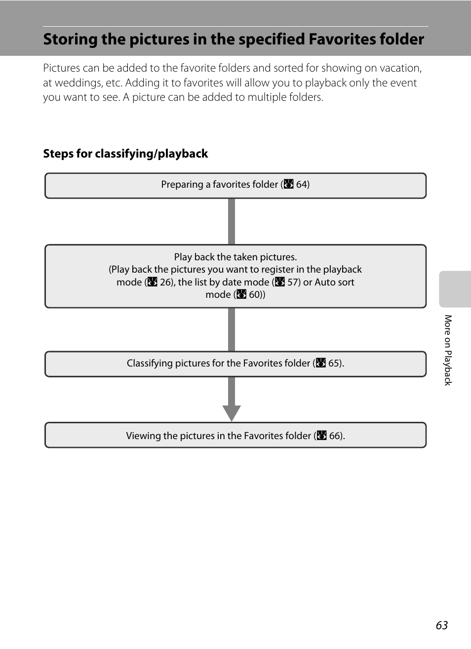 Steps for classifying/playback | Nikon S560 User Manual | Page 77 / 172