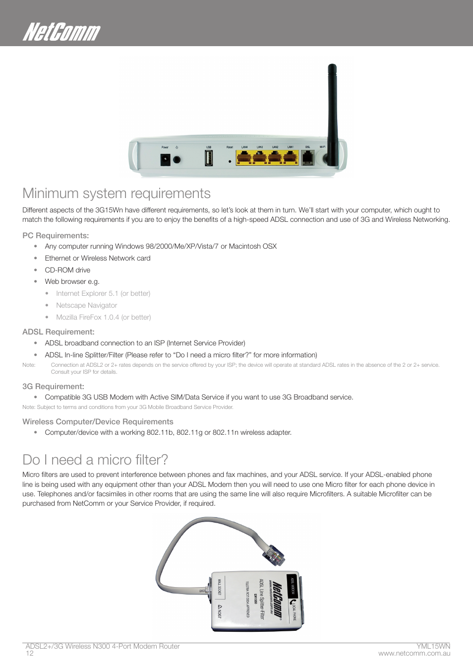 Minimum system requirements, Do i need a micro filter | Nortel Networks N300 User Manual | Page 12 / 72