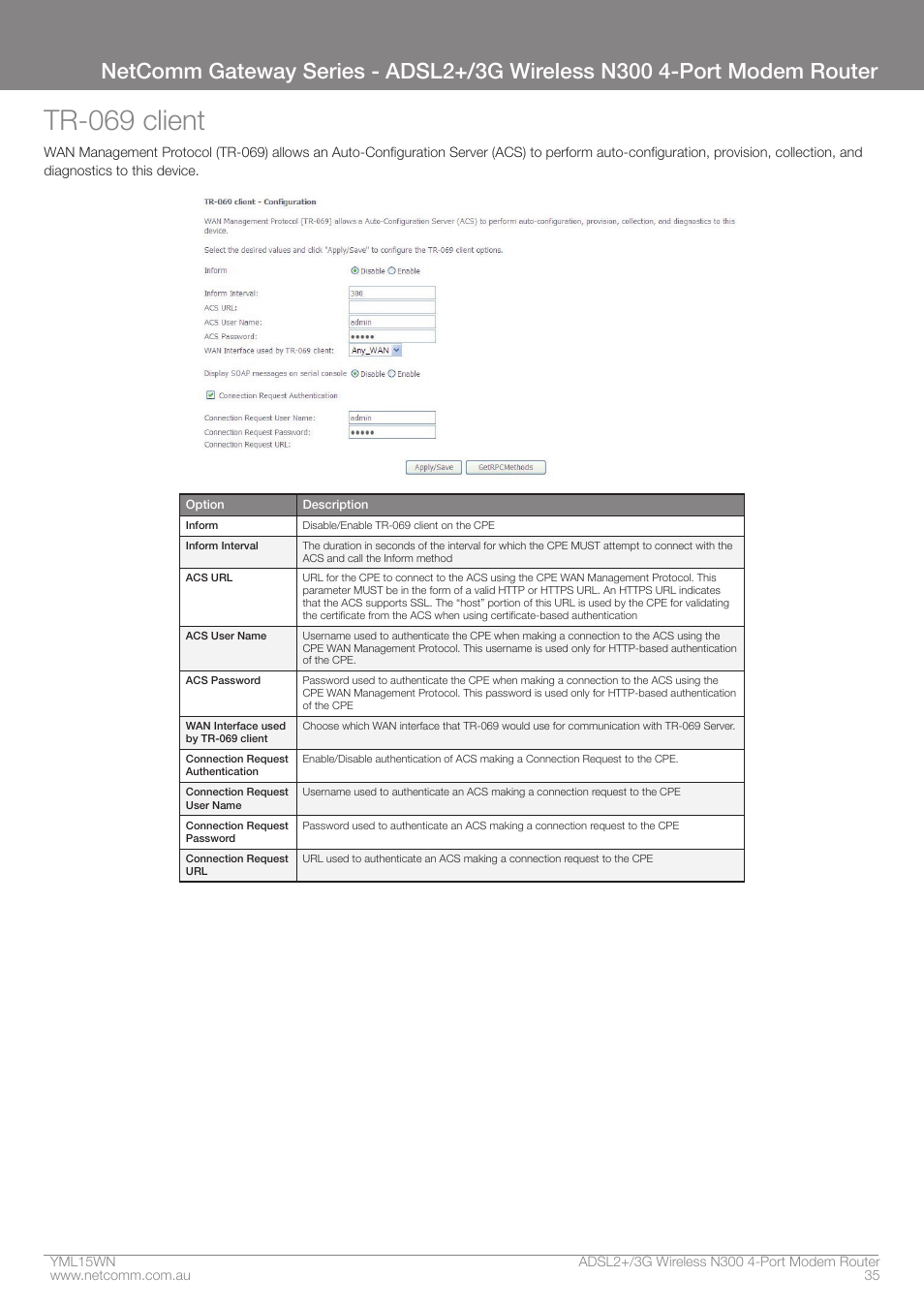Tr-069 client | Nortel Networks N300 User Manual | Page 35 / 72