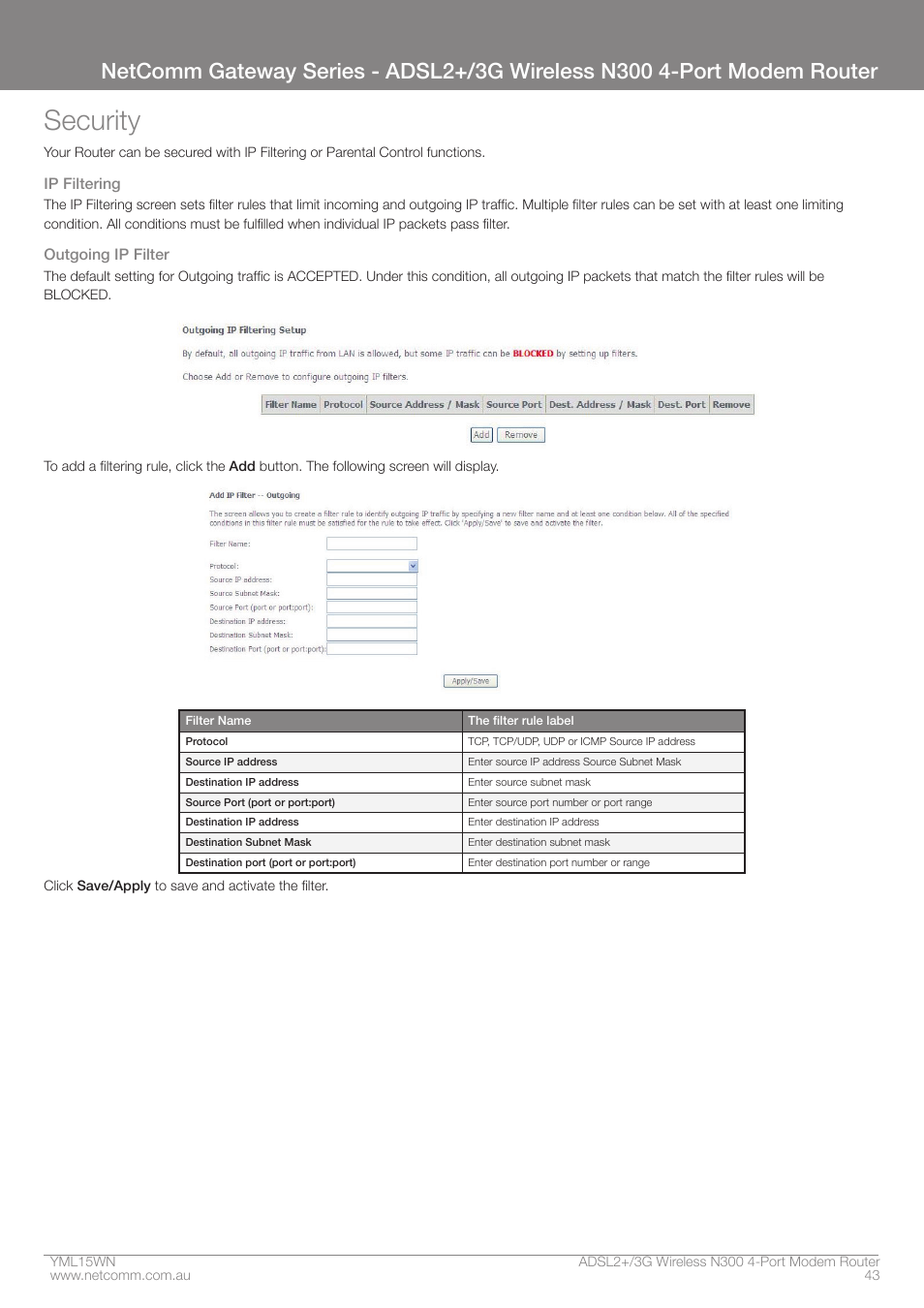 Security | Nortel Networks N300 User Manual | Page 43 / 72