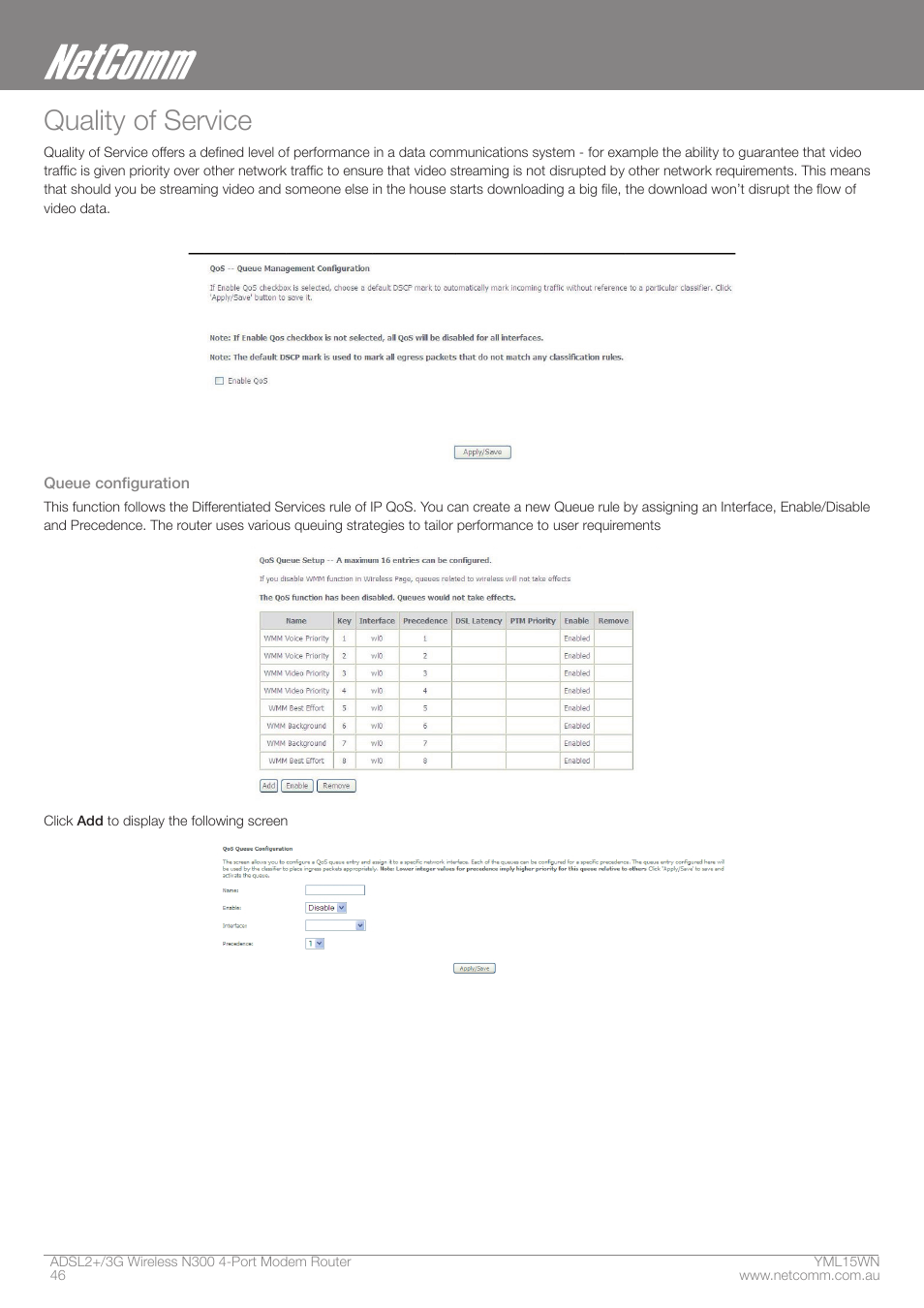 Quality of service | Nortel Networks N300 User Manual | Page 46 / 72