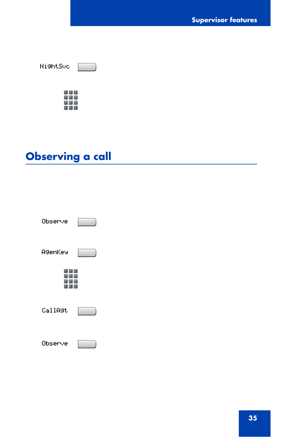 Observing a call | Nortel Networks NN43112-107 User Manual | Page 35 / 46