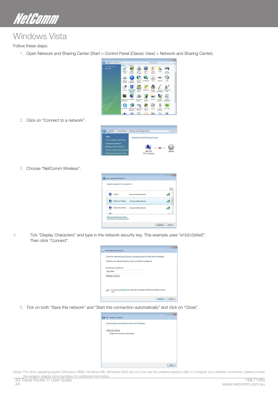 Windows vista | Nortel Networks T1 User Manual | Page 44 / 51