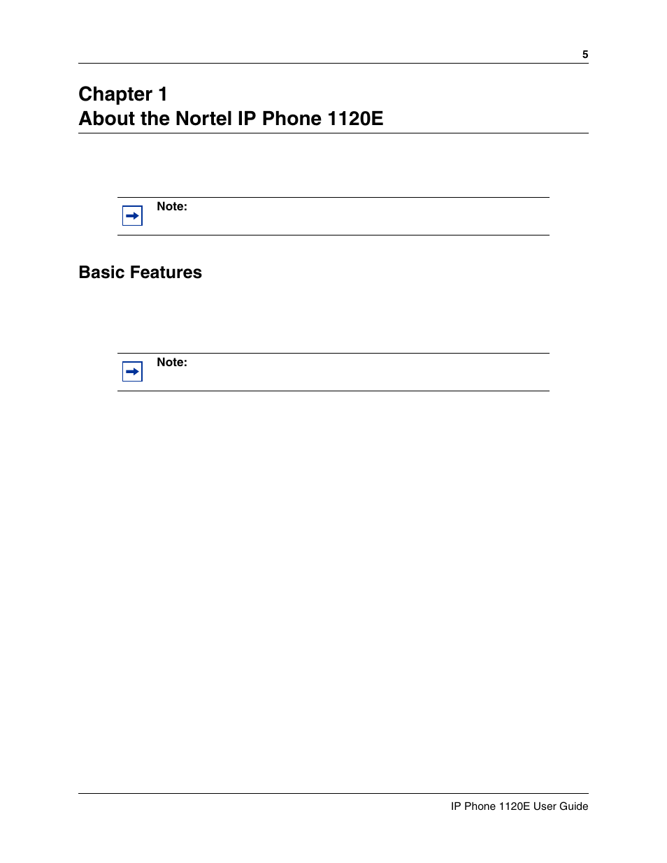 About the nortel ip phone 1120e, Basic features, Chapter 1 about the nortel ip phone 1120e | Nortel Networks 1120E User Manual | Page 5 / 25