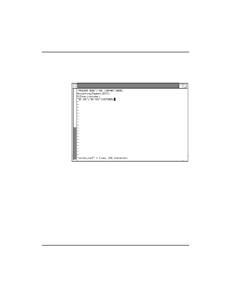 Figure 3-2 screen.conf file, Setting up the trs.conf file | Nortel Networks VT100 User Manual | Page 43 / 97