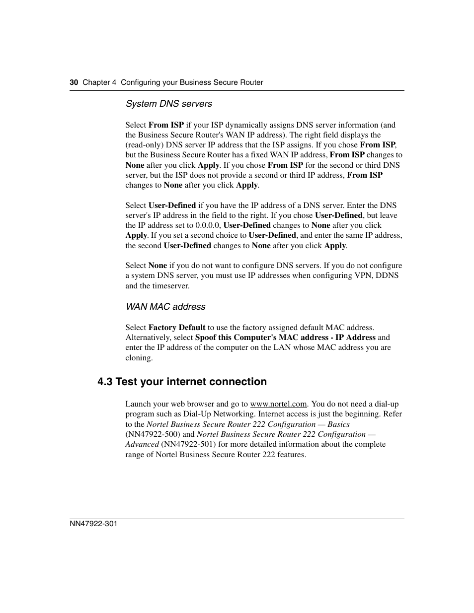 3 test your internet connection | Nortel Networks BSR222 User Manual | Page 30 / 42