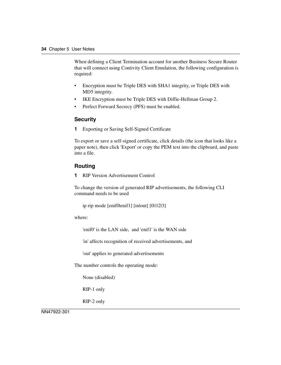 Security, Routing | Nortel Networks BSR222 User Manual | Page 34 / 42