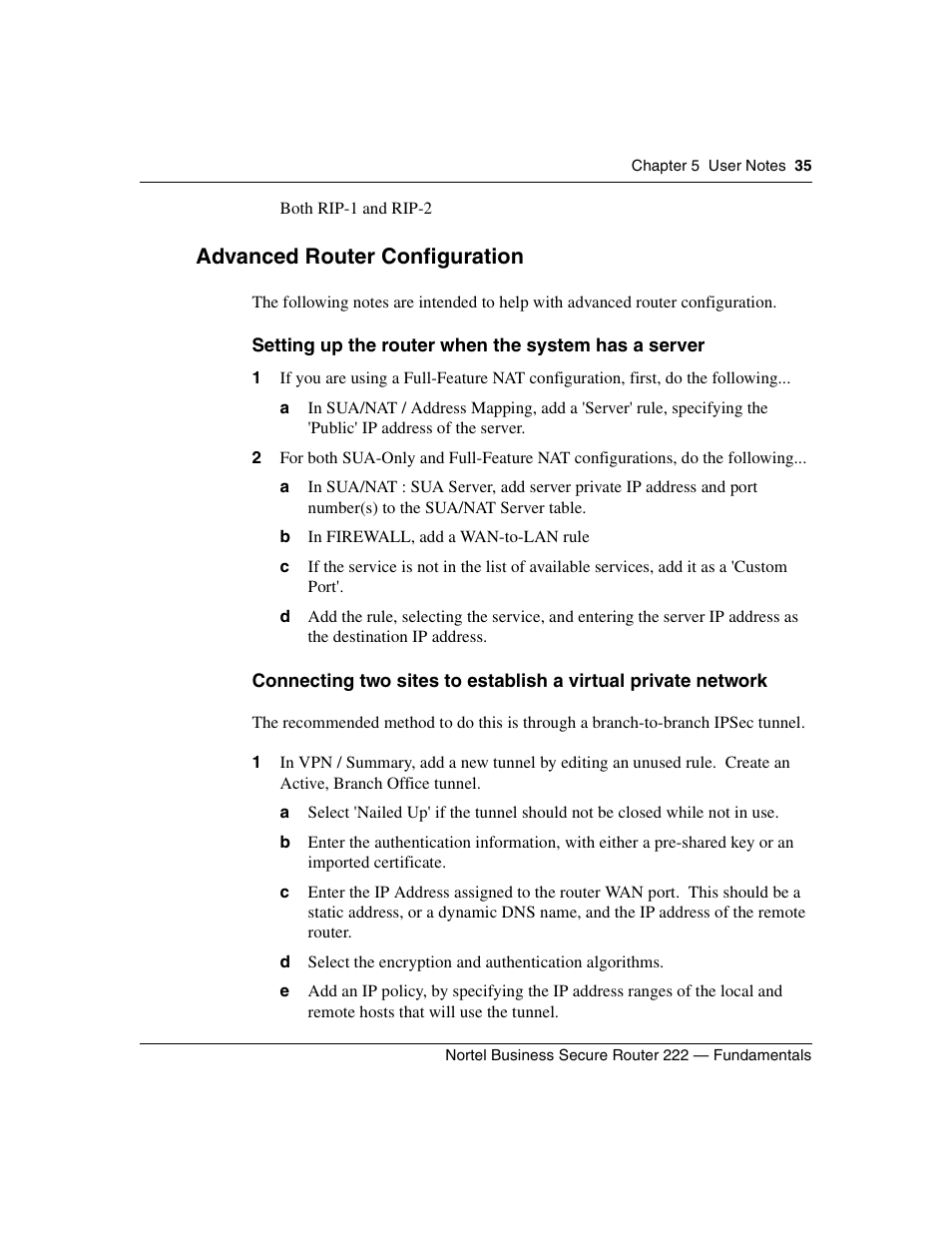 Advanced router configuration, Setting up the router when the system has a server | Nortel Networks BSR222 User Manual | Page 35 / 42