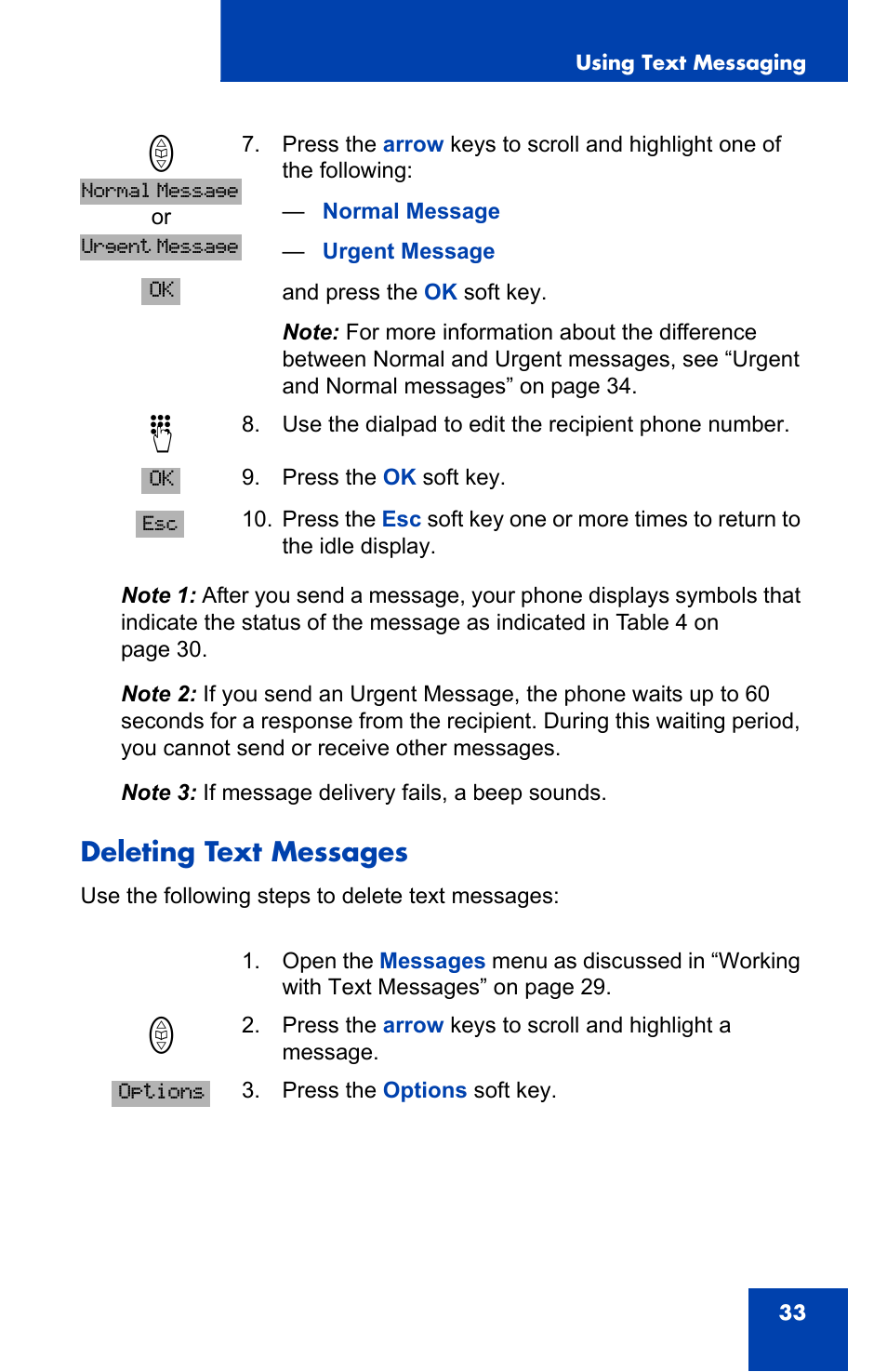 Deleting text messages | Nortel Networks 4065R User Manual | Page 33 / 92