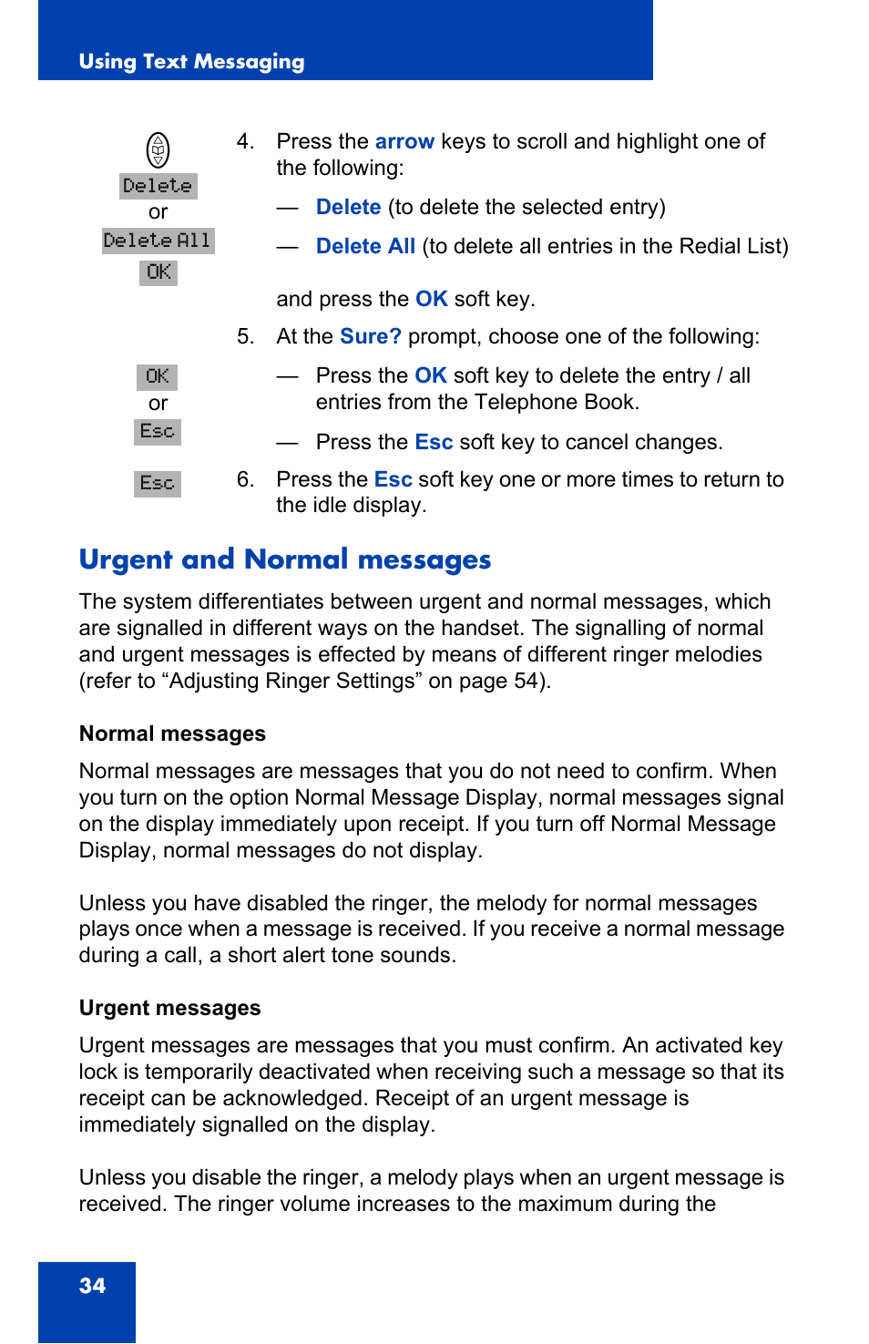 Urgent and normal messages | Nortel Networks 4065R User Manual | Page 34 / 92