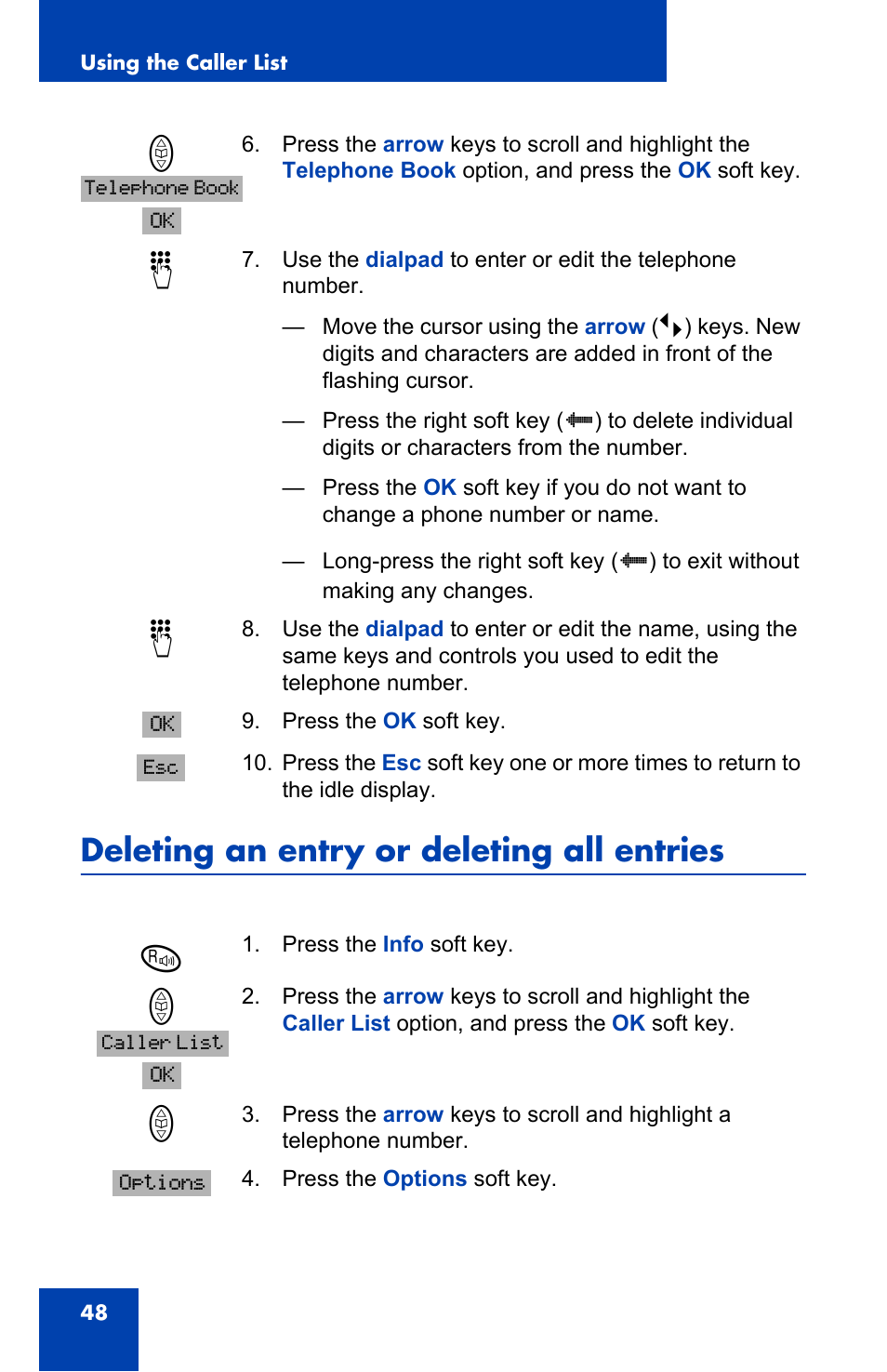 Deleting an entry or deleting all entries | Nortel Networks 4065R User Manual | Page 48 / 92