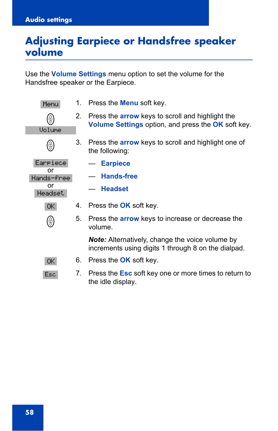 Adjusting earpiece or handsfree speaker volume | Nortel Networks 4065R User Manual | Page 58 / 92