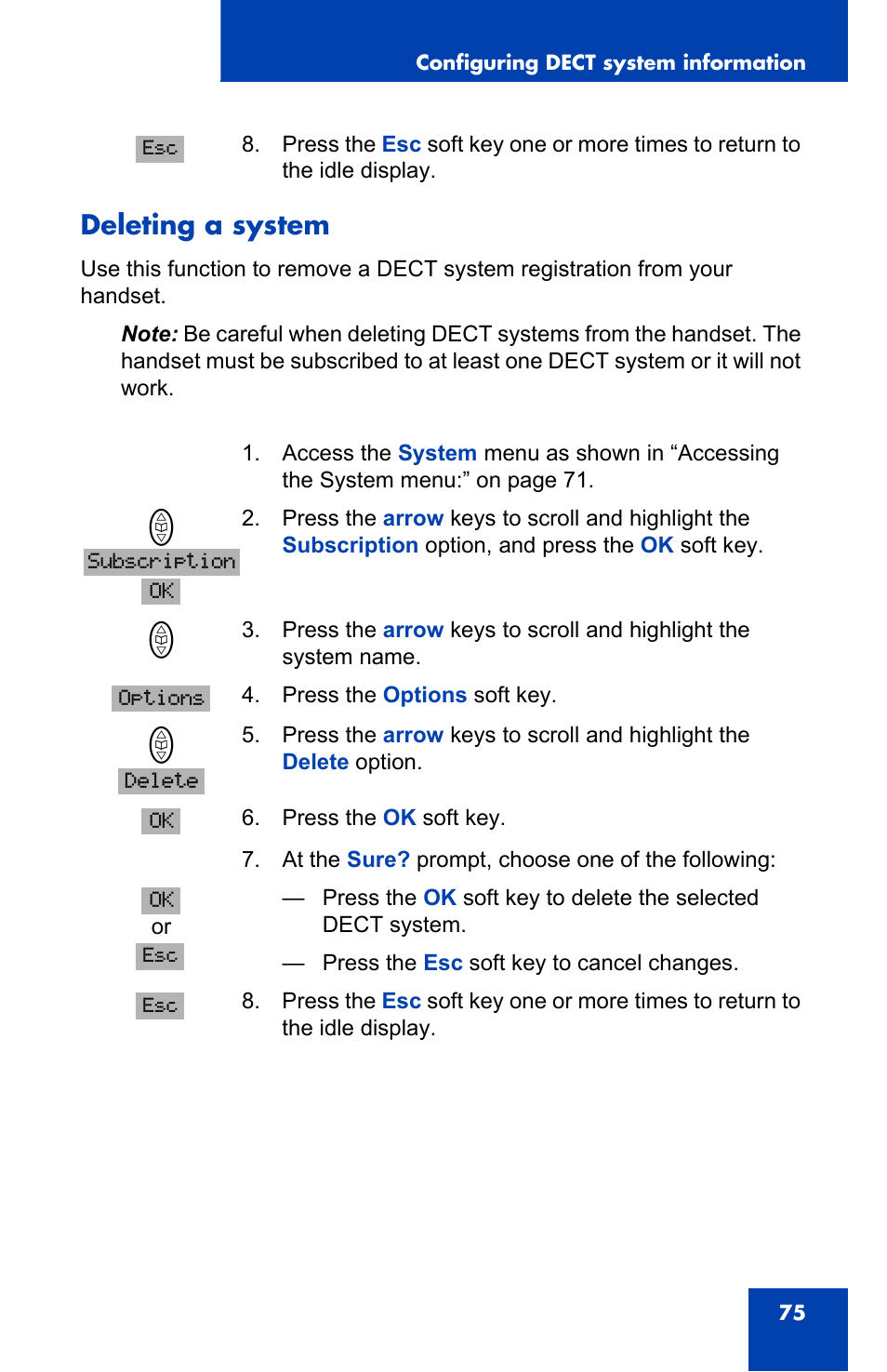 Deleting a system | Nortel Networks 4065R User Manual | Page 75 / 92