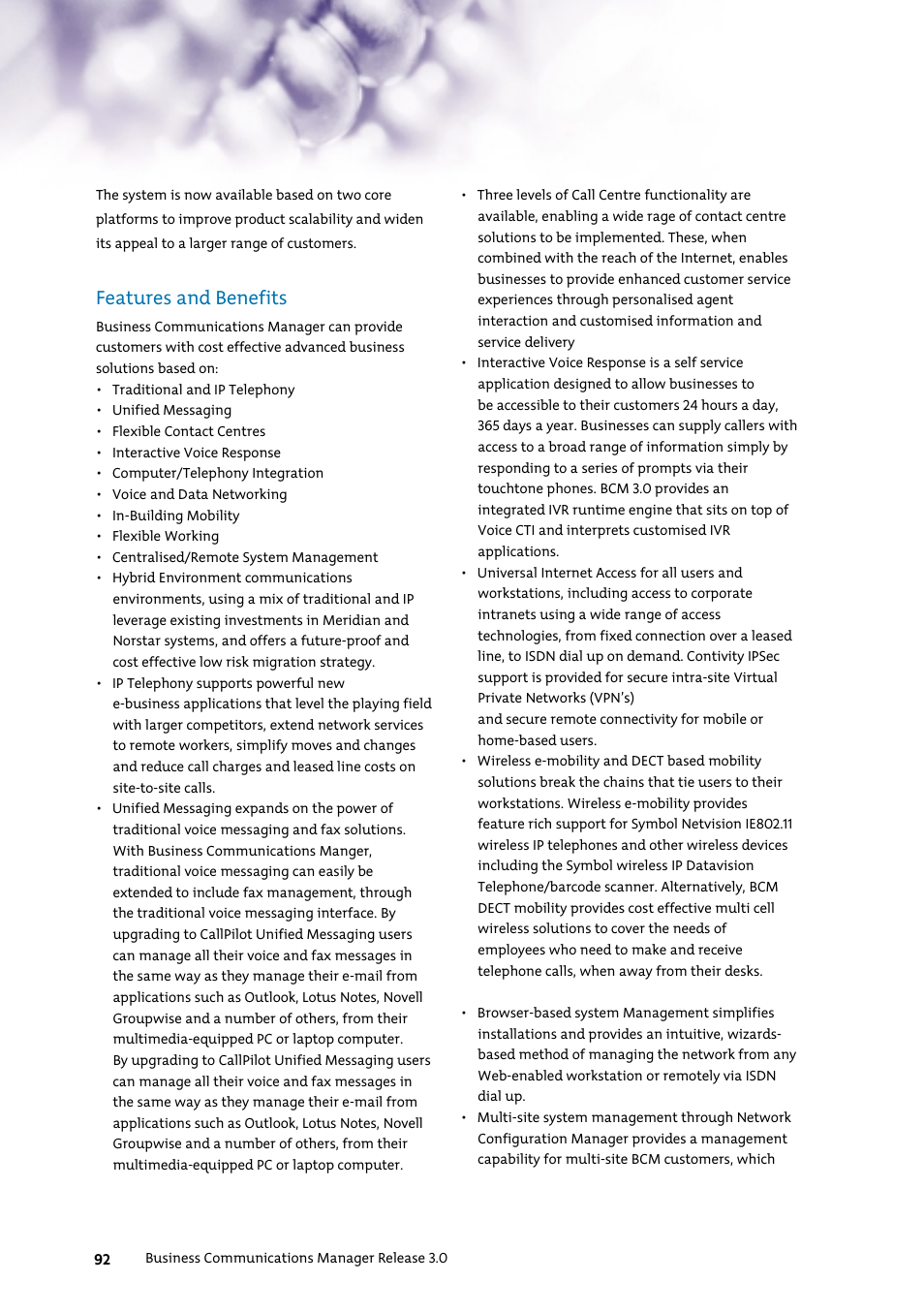 Features and benefits | Nortel Networks 7400 User Manual | Page 101 / 252