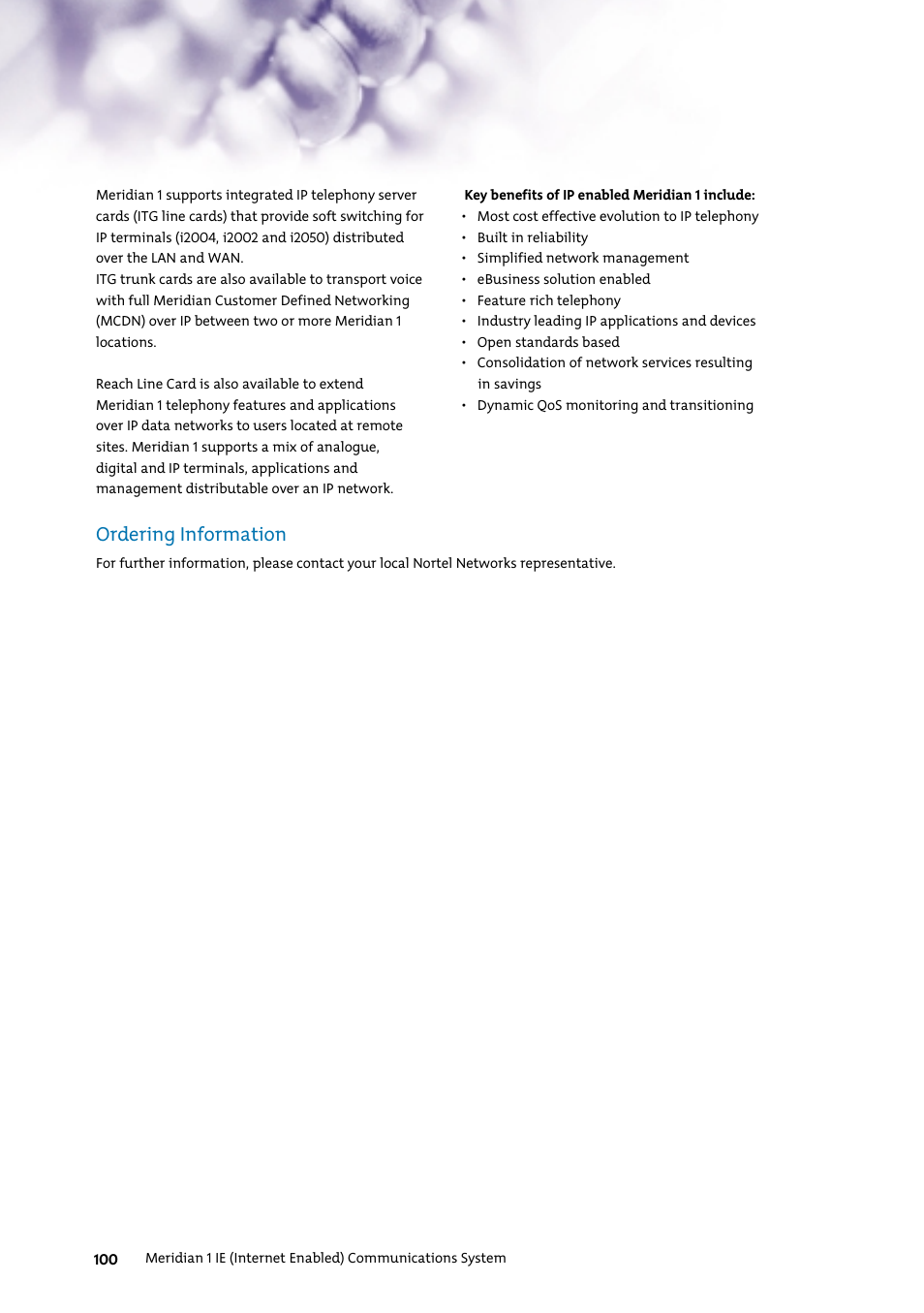 Ordering information | Nortel Networks 7400 User Manual | Page 109 / 252