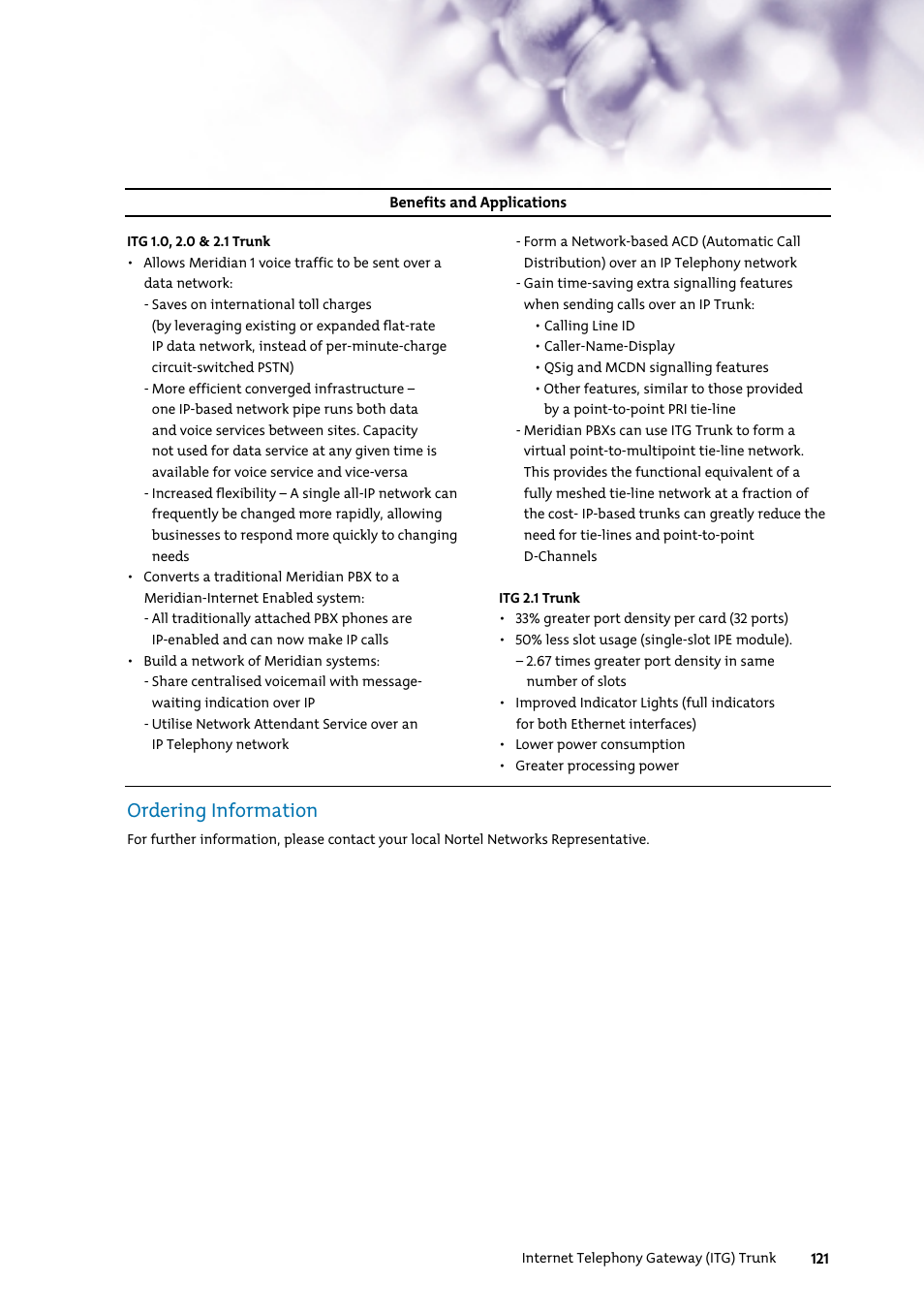 Ordering information | Nortel Networks 7400 User Manual | Page 130 / 252