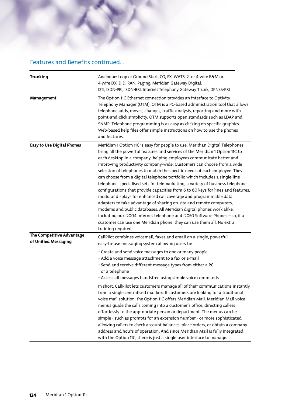 Features and benefits continued | Nortel Networks 7400 User Manual | Page 133 / 252