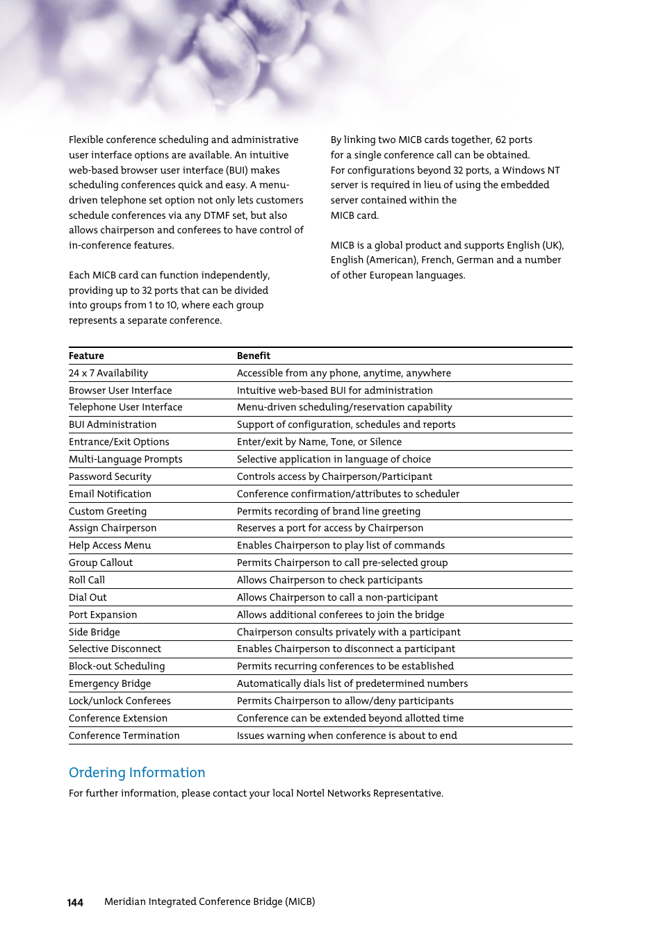 Ordering information | Nortel Networks 7400 User Manual | Page 153 / 252
