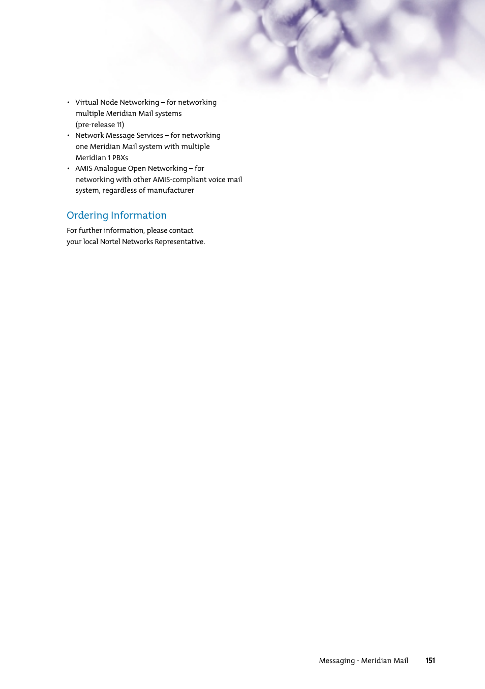 Ordering information | Nortel Networks 7400 User Manual | Page 160 / 252