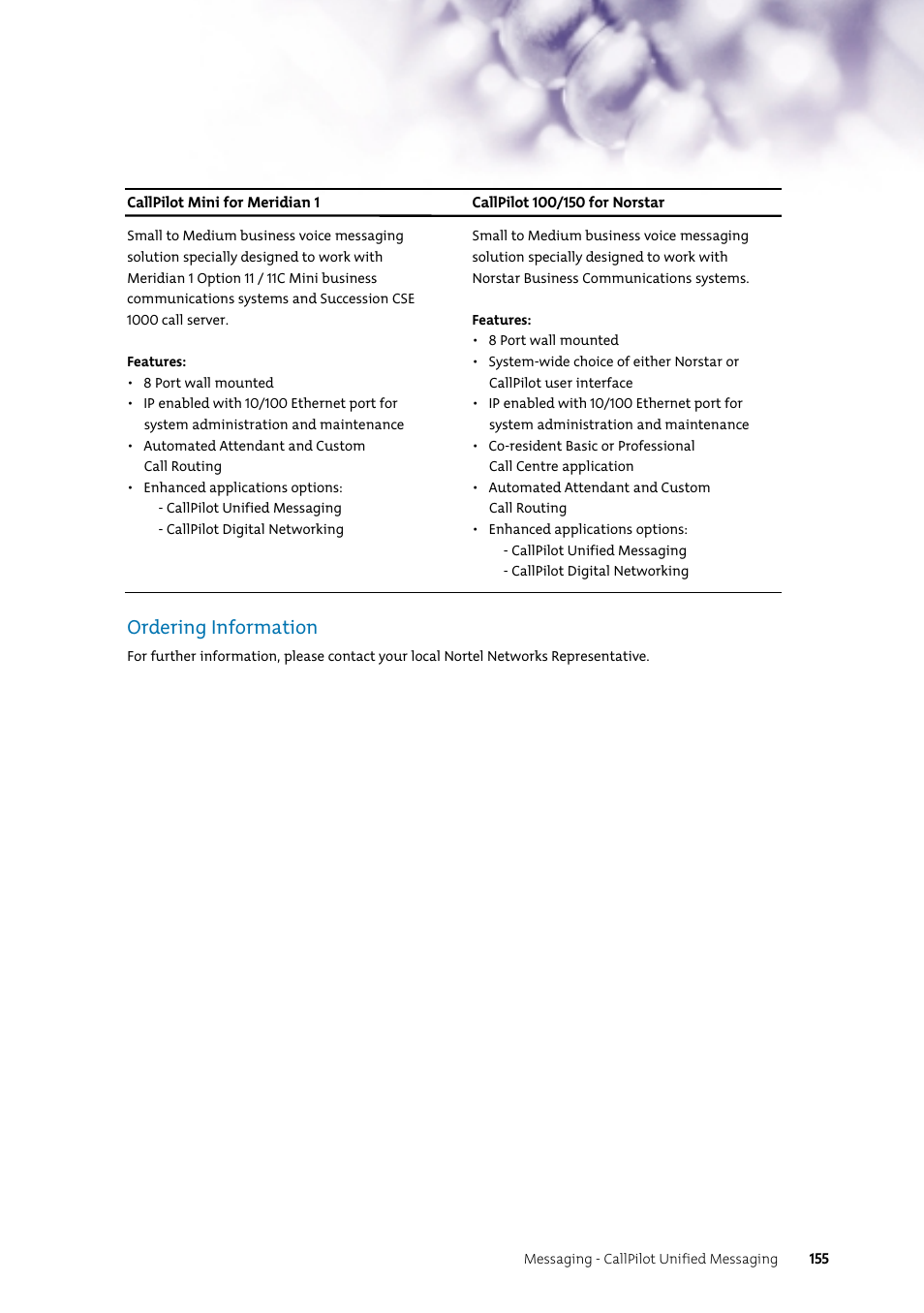 Ordering information | Nortel Networks 7400 User Manual | Page 164 / 252