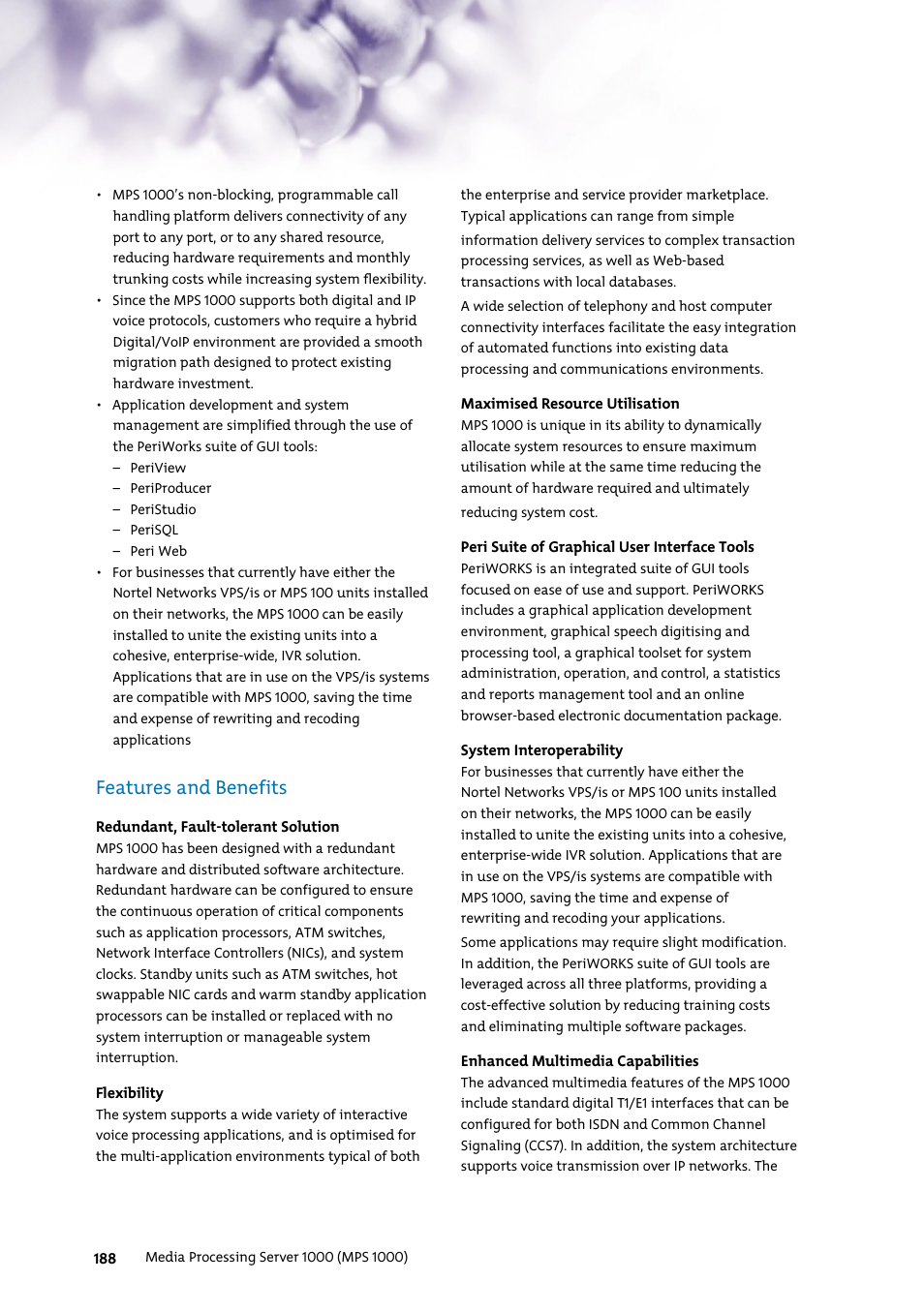 Features and benefits | Nortel Networks 7400 User Manual | Page 197 / 252