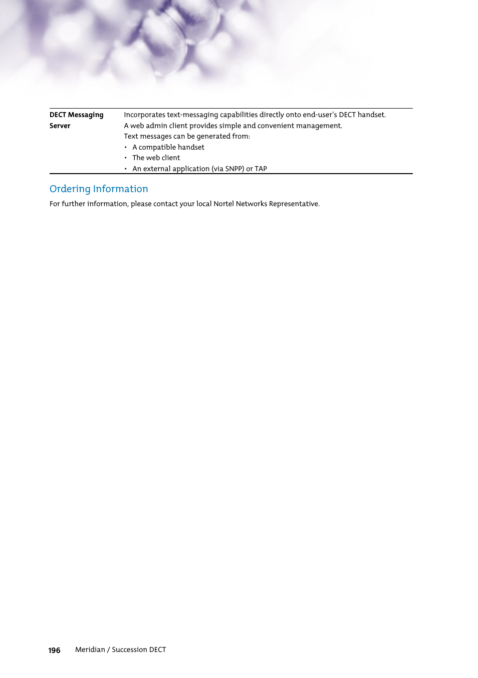 Ordering information | Nortel Networks 7400 User Manual | Page 205 / 252