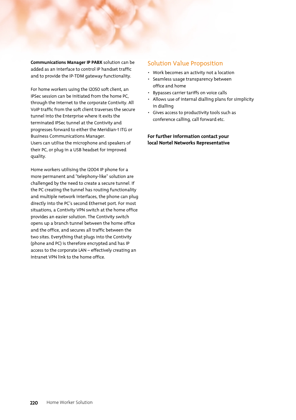 Solution value proposition | Nortel Networks 7400 User Manual | Page 229 / 252