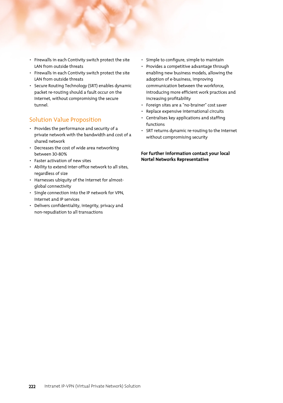 Solution value proposition | Nortel Networks 7400 User Manual | Page 231 / 252