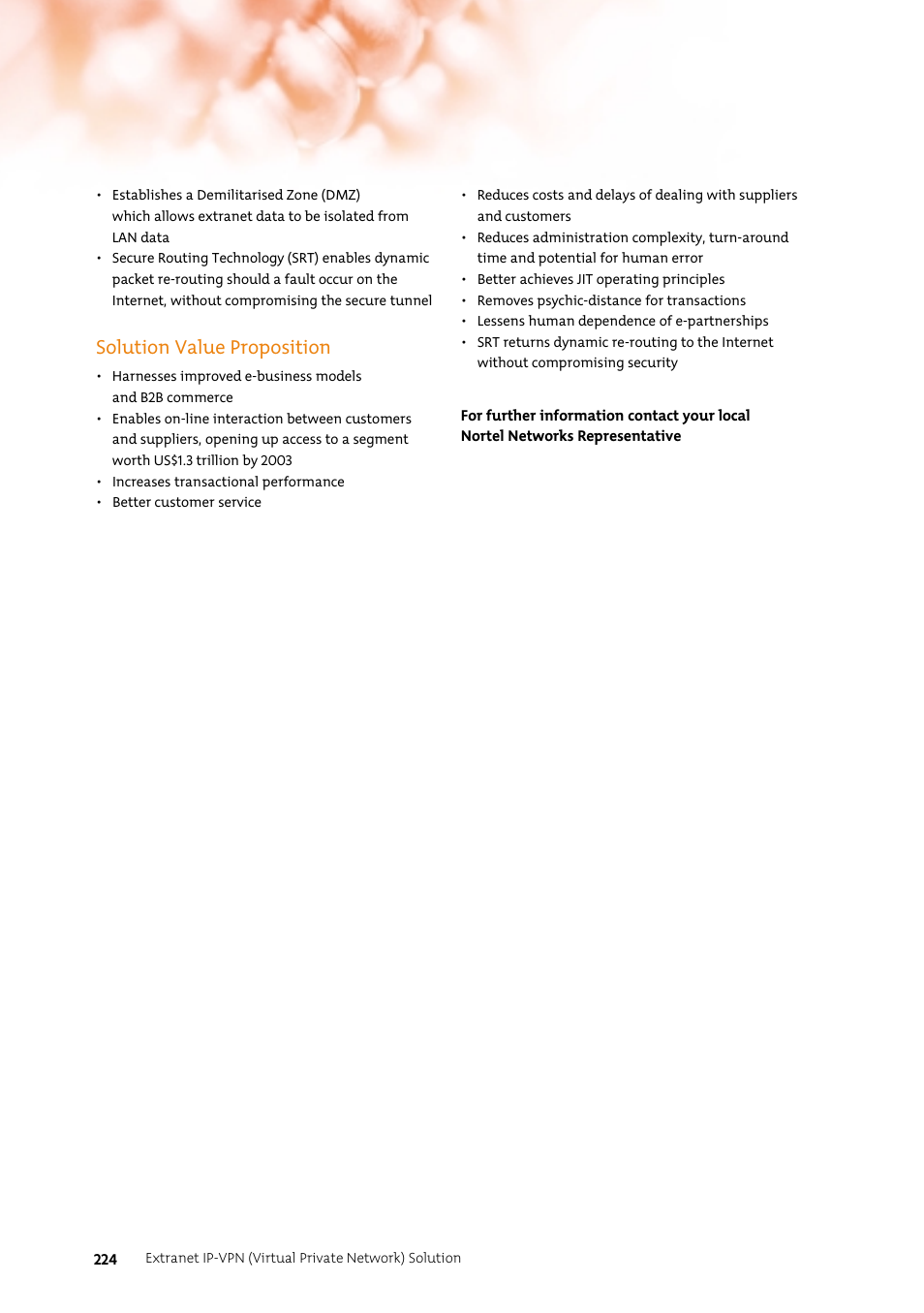Solution value proposition | Nortel Networks 7400 User Manual | Page 233 / 252